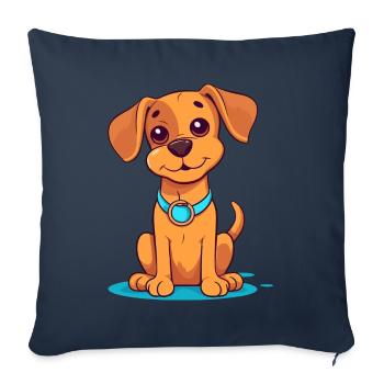 Conception de chien mignon pour les propriétaires de chiens - Housse de coussin décorative 45 x 45 cm - bleu marine - Devant