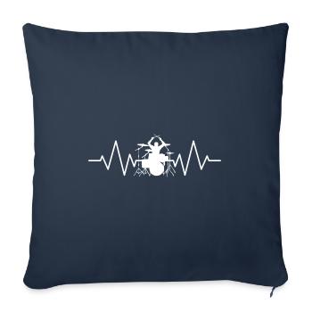 Battement de cœur du batteur - Housse de coussin décorative 45 x 45 cm - bleu marine - Devant