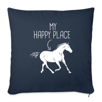 My Happy Place Équitation - Housse de coussin décorative 45 x 45 cm - bleu marine - Devant