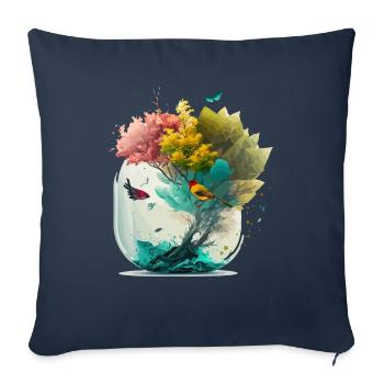The miniature forest - Sofa pillowcase 17,3'' x 17,3'' (45 x 45 cm) - navy - Front