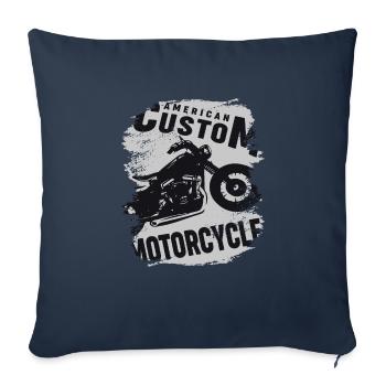 American Custom Motorcycle And Racing - Housse de coussin décorative 45 x 45 cm - bleu marine - Devant
