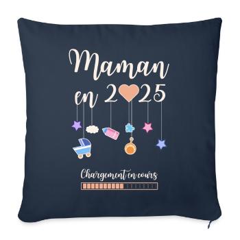 Maman en 2025 annonce grossesse femme enceinte - Housse de coussin décorative 45 x 45 cm - bleu marine - Devant