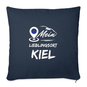 Kiel mon endroit préféré-la ville hanséatique de Kiel-Seagull, ancre - Housse de coussin décorative 45 x 45 cm - bleu marine - Devant