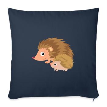 Hedgehog with hedgehog baby - Sofa pillowcase 17,3'' x 17,3'' (45 x 45 cm) - navy - Front