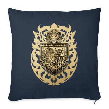 Armoiries avec lion - Housse de coussin décorative 45 x 45 cm - bleu marine - Devant