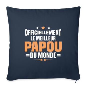 Officiellement Le Meilleur Papou Du Monde - Housse de coussin décorative 45 x 45 cm - bleu marine - Devant