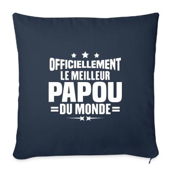Officiellement Le Meilleur Papou Du Monde - Housse de coussin décorative 45 x 45 cm - bleu marine - Devant