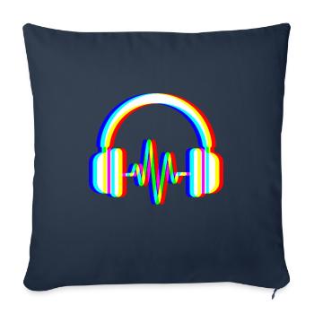 Casque Glitch – Ondes Sonores - Housse de coussin décorative 45 x 45 cm - bleu marine - Devant