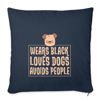 Trage schwarz - liebe Hunde - vermeide Menschen - Sofakissenbezug 45 x 45 cm - Navy - Vorne