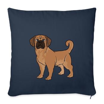 Puggle beagle carlin - Housse de coussin décorative 45 x 45 cm - bleu marine - Devant