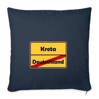 Auswandern nach Kreta! Ortsschild Desing. - Sofakissenbezug 45 x 45 cm - Navy - Vorne