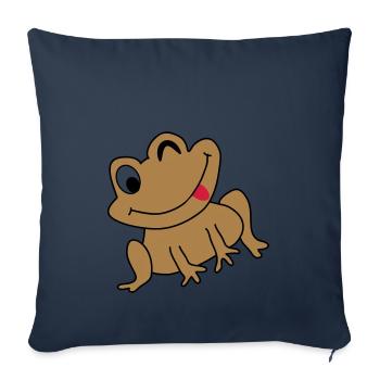 Grenouille idée Heureux dessins animés enfants cadeau - Housse de coussin décorative 45 x 45 cm - bleu marine - Devant