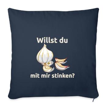 Knoblauch Knobi stinken Liebe Geschenk - Sofakissenbezug 45 x 45 cm - Navy - Vorne
