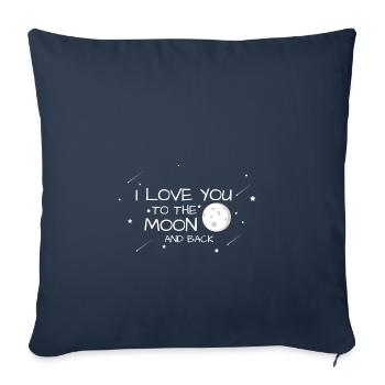 Je t'aime à la lune et retour - Housse de coussin décorative 45 x 45 cm - bleu marine - Devant