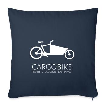 Cargobike Bakfiets Ladcykel cargo vélo - Housse de coussin décorative 45 x 45 cm - bleu marine - Devant