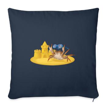 Coole Krabbe mit Sandburg und Brille - Sofakissenbezug 45 x 45 cm - Navy - Vorne