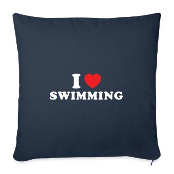 Sport J’aime la natation - Housse de coussin décorative 45 x 45 cm - bleu marine - Devant