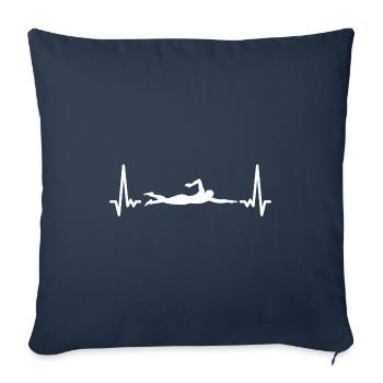 Sport Heartbeat Natation - Housse de coussin décorative 45 x 45 cm - bleu marine - Devant