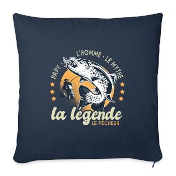 papy homme mythe légende pêche cadeau papi pêcheur - Housse de coussin décorative 45 x 45 cm - bleu marine - Devant
