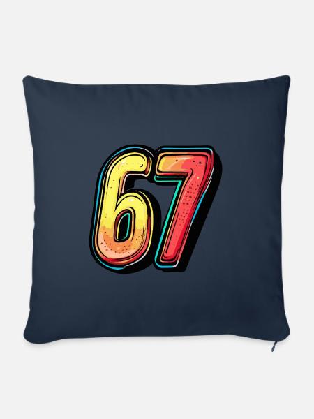 67 Zahl Bunt - Sofakissenbezug 45 x 45 cm - Navy