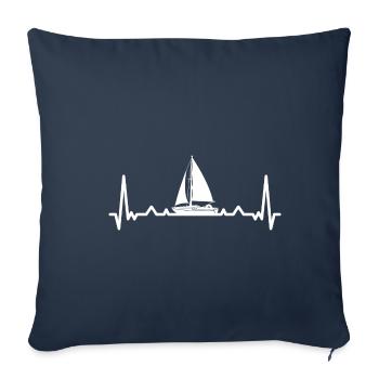 Segeln Segler Geschenk Segelboot Herzschlag Kapitä - Sofakissenbezug 45 x 45 cm - Navy - Vorne