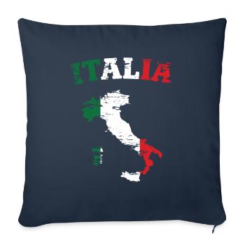 Carte de l’Italie Drapeau utilisé - Housse de coussin décorative 45 x 45 cm - bleu marine - Devant