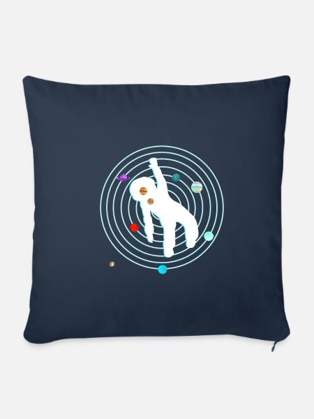 Astronaut im Sonnensystem - Sofakissenbezug 45 x 45 cm - Navy