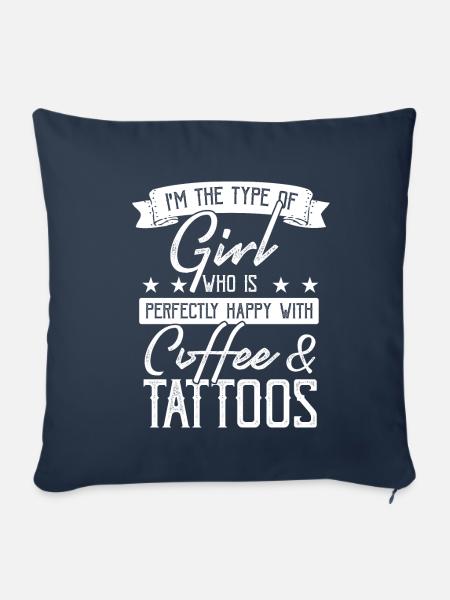 Mädchen Kaffee Frau Tattoo - Sofakissenbezug 45 x 45 cm - Navy