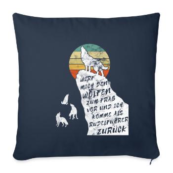 Wolf Spruch Rudelführer Vintage Geschenk Rudel - Sofakissenbezug 45 x 45 cm - Navy - Vorne