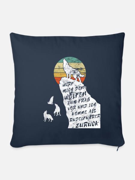 Wolf Spruch Rudelführer Vintage Geschenk Rudel - Sofakissenbezug 45 x 45 cm - Navy