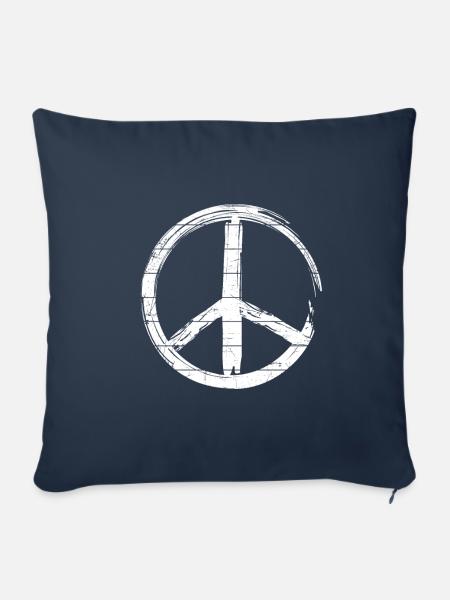 Friedenszeichen - Peace Frieden - Sofakissenbezug 45 x 45 cm - Navy