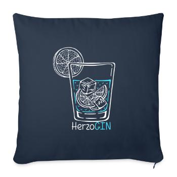 GIN HerzoGIN - Geschenk für Gin Liebhaberin Gin - Sofakissenbezug 45 x 45 cm - Navy - Vorne