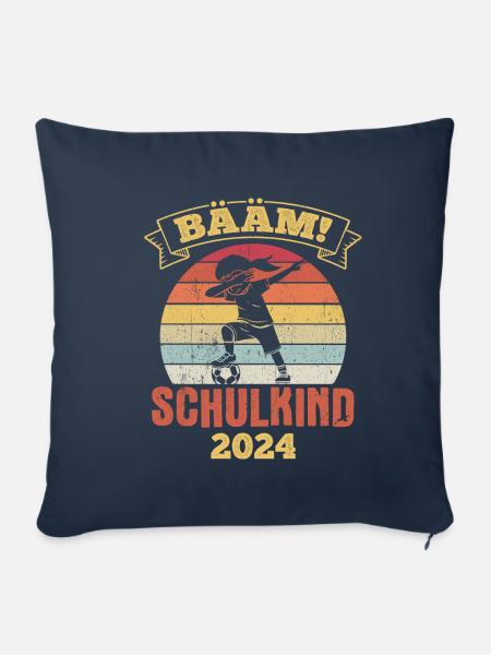 BÄÄM SCHULKIND 2024- Schulkind Geschenk für Einsch - Sofakissenbezug 45 x 45 cm - Navy