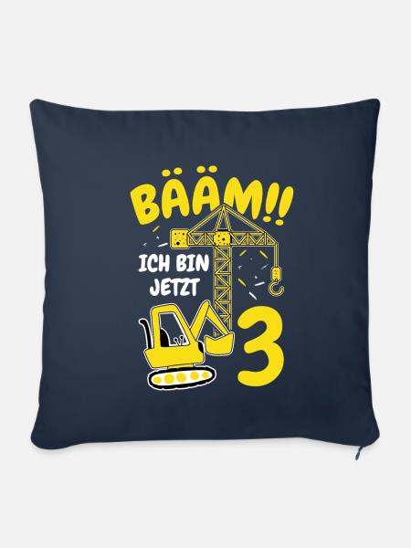 3. Geburtstag Geburtstag Kindergarten Baustellenfa - Sofakissenbezug 45 x 45 cm - Navy