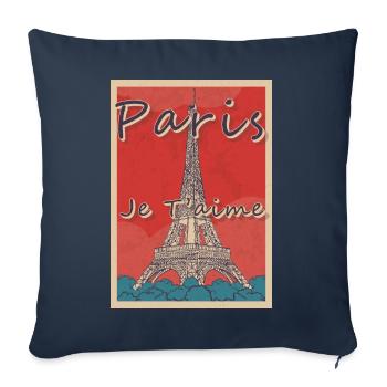 Eiffelturm Paris Fahrrad Liebe Blume aus Frankreic - Sofakissenbezug 45 x 45 cm - Navy - Vorne