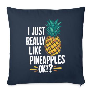 Ananas Fruit tropical hawaïen - Housse de coussin décorative 45 x 45 cm - bleu marine - Devant