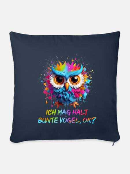 LUSTIGE BUNTE EULE - Sofakissenbezug 45 x 45 cm - Navy