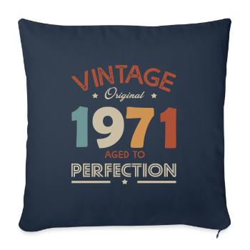51 ans vintage 1971 cadeau anniversaire 52 ans - Housse de coussin décorative 45 x 45 cm - bleu marine - Devant
