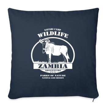 Zambie - Gnous - Housse de coussin décorative 45 x 45 cm - bleu marine - Devant