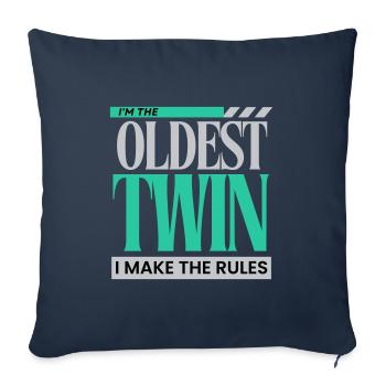 Je suis le jumeau le plus âgé, je rends les règles drôles de frère et de sœur - Housse de coussin décorative 45 x 45 cm - bleu marine - Devant
