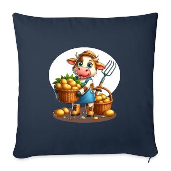 Récolte de la vache Pommes de terre fraîches du champ - Housse de coussin décorative 45 x 45 cm - bleu marine - Devant