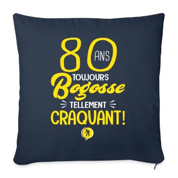80 ans bogosse humour anniversaire 80 ans - Housse de coussin décorative 45 x 45 cm - bleu marine - Devant
