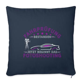 Fahrprüfung Bestanden Jetzt Beginnt Fotoshooting B - Sofakissenbezug 45 x 45 cm - Navy - Vorne