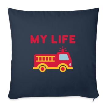 My life (fire truck with ladder) - Sofa pillowcase 17,3'' x 17,3'' (45 x 45 cm) - navy - Front
