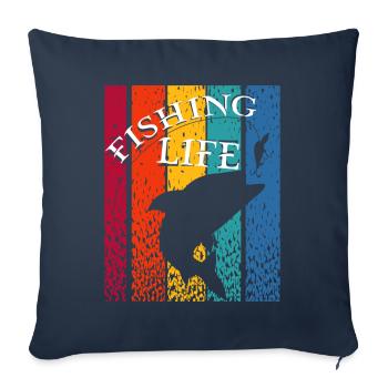 Pêche Pêcheur Poisson Pêche Vie Hobby Nature - Housse de coussin décorative 45 x 45 cm - bleu marine - Devant