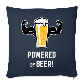 Powered By Beer! (Ale / Muscles / L / 3C) - Sofa pillowcase 17,3'' x 17,3'' (45 x 45 cm) - navy - Front