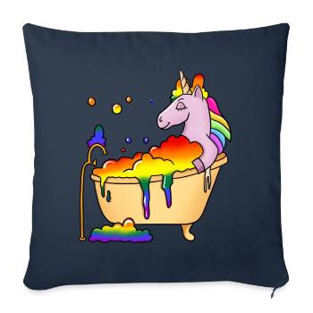Unicorn Bathing in Bathtub LBGT - Sofa pillowcase 17,3'' x 17,3'' (45 x 45 cm) - navy - Front