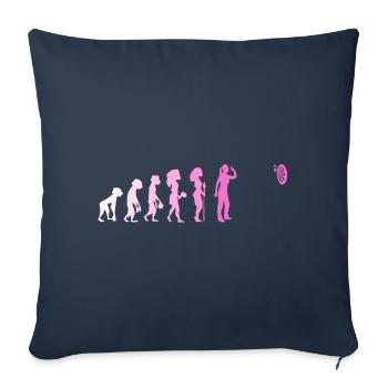Darts Evolution Joueur de fléchettes Dart Cadeau Femmes - Housse de coussin décorative 45 x 45 cm - bleu marine - Devant