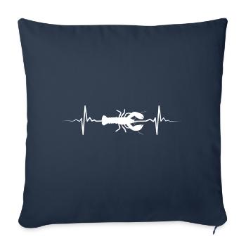 Homard Lobster Battement cardiaque ECG Puls Idée cadeau - Housse de coussin décorative 45 x 45 cm - bleu marine - Devant