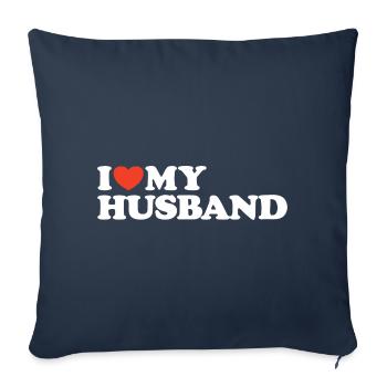 J’aime ma chemise coeur de mari - Housse de coussin décorative 45 x 45 cm - bleu marine - Devant